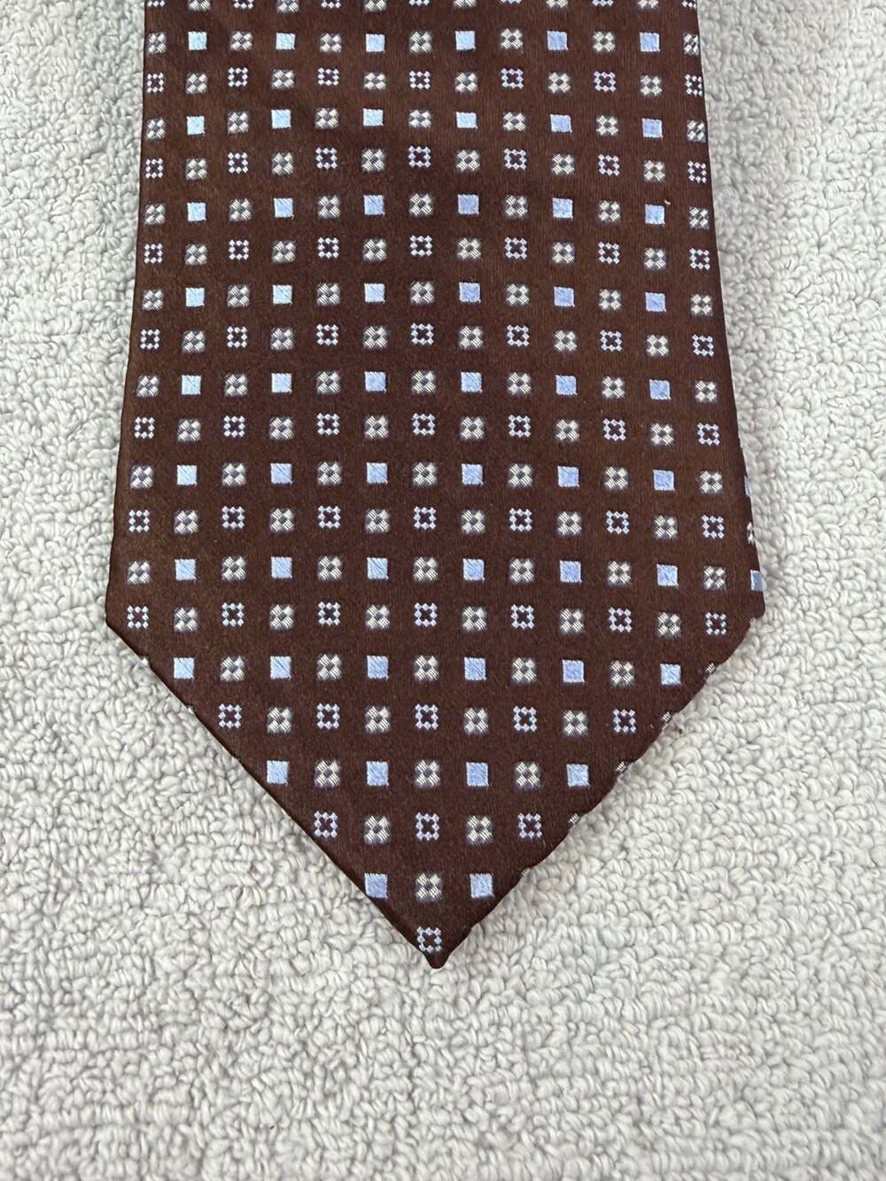Burma Bibas Necktie Silk Brown Geometric Squares